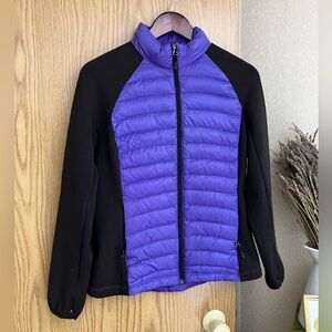 32 Degrees Black & Purple Quilted Lightweight Puffer Jacket - women’s sz M
